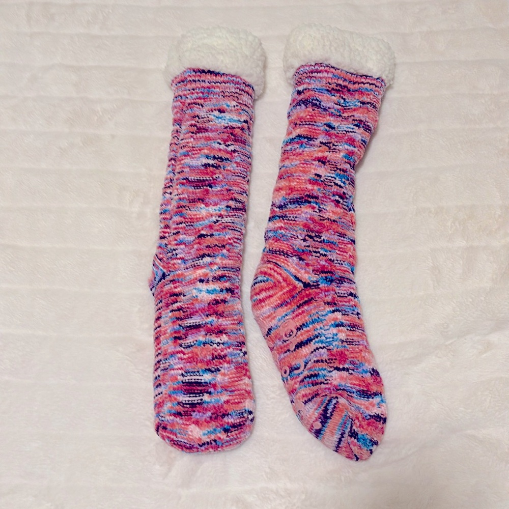 The Comfy multi pink fleece lined slipper socks